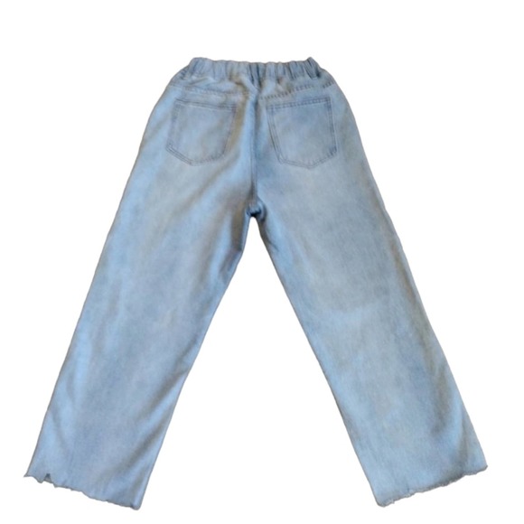 Grace Chow Jeans Size 8 WIDE LEG Distressed Painted Straight  Baggy 100% Cotton - Picture 4 of 16